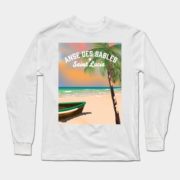 Anse Des Sables Beach Long Sleeve T-Shirt by nickemporium1